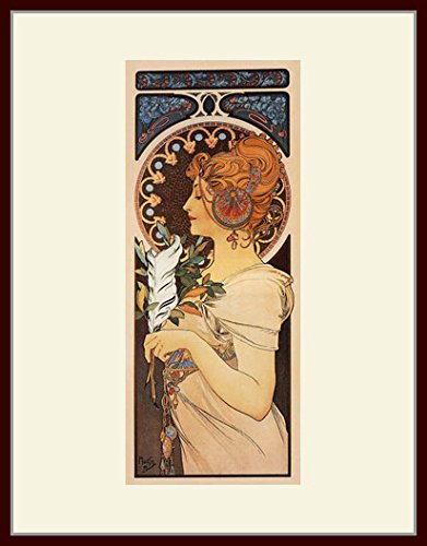 ミュシャ(羽根画)複製画 (お箱入り) Amazon.co.jp: ミュシャ・「羽根」 プリキャンバス複製画・ 額